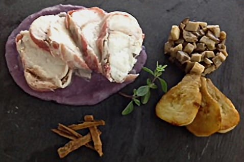 Monkfish fillet with crispy porcini mushrooms and purple potatoes Monkfish fillet with crispy porcini mushrooms and purple potatoes